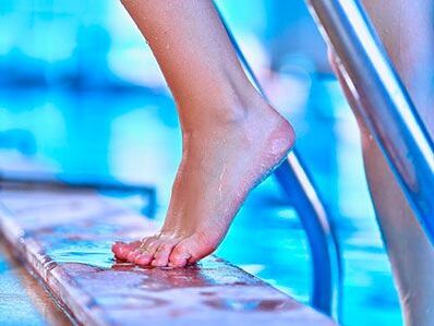 Fungal nail infection can occur in the swimming pool